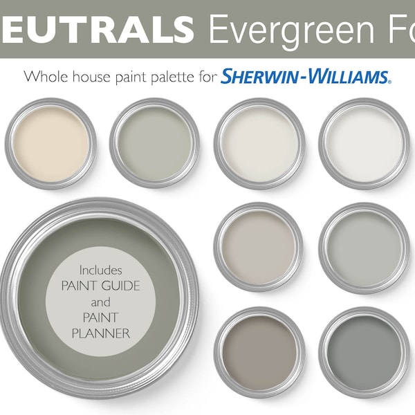 Neutral Paint Palette | Sherwin-Williams Evergreen Fog | Whole House Interior Paint Colors