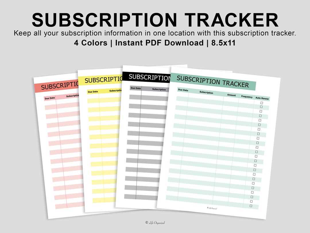 Subscription Tracker - Etsy
