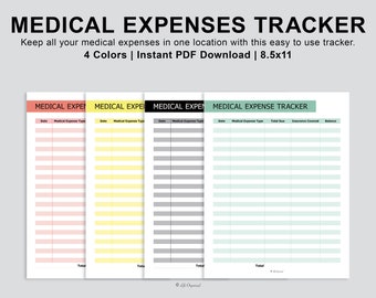 Medical Bills Tracker / Printable Medical Expense Templates ...