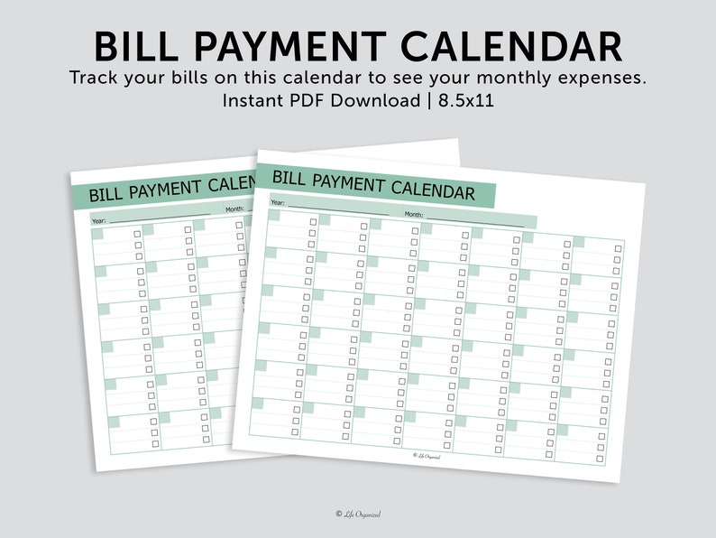 Bill Payments Calendar - Etsy