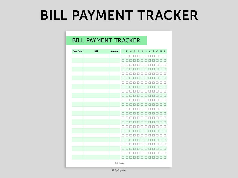 Bill Payment Tracker - Etsy