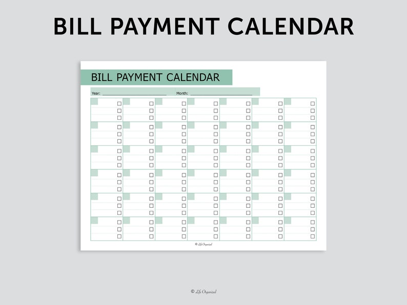 Bill Payments Calendar - Etsy