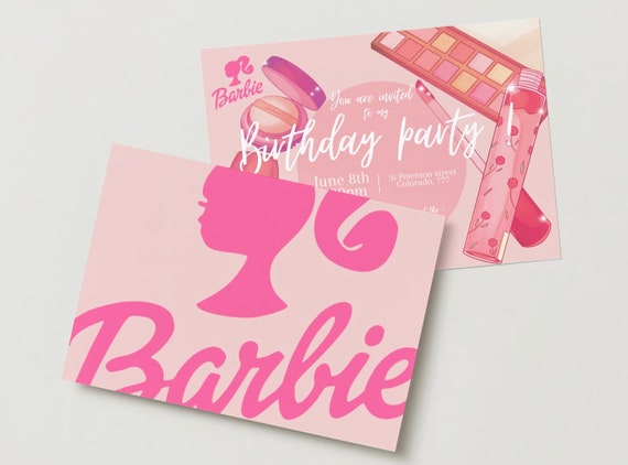 Barbie invitation card cheap