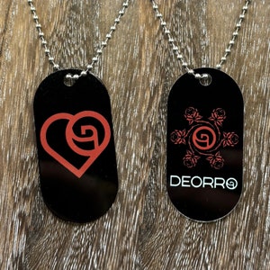 Deorro Carta De Amor  double sided Necklace Dogtag Chain  Dubstep Rave EDM DJ Producer Bass vibe peace love EDC plur
