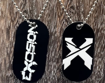 Excision double sided Necklace Dogtag Chain  Dubstep Rave EDM DJ Producer Bass lost lands ThunderDome X