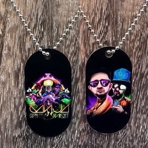 Ganja White Night  Necklace Dog tag Chain double sided Dubstep Rave EDM DJ Producer Bass trippy Riddim Mr.wobble  dark wobble