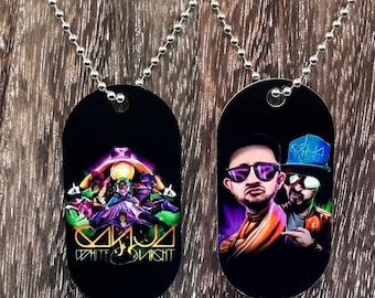 Ganja White Night  Necklace Dog tag Chain double sided Dubstep Rave EDM DJ Producer Bass trippy Riddim Mr.wobble  dark wobble