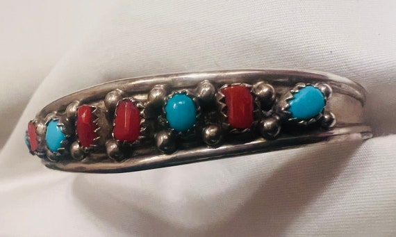 Elton Cadman, Navajo Turquoise and Coral bracelet - image 2