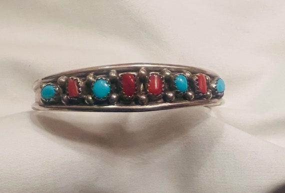 Elton Cadman, Navajo Turquoise and Coral bracelet - image 1