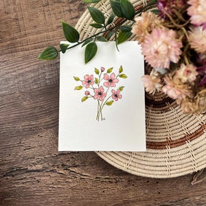 de voeux à fleurs roses à imprimer | téléchargement numérique instantané | carte de voeux vierge | carte minimaliste | carte bouquet | carte simple
