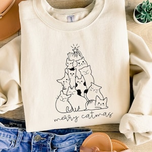 Merry Catmas Sweatshirt, Christmas Cat Lover Sweater, Christmas Pet Lover Hoodie, Catmas Tree Sweatshirt, Merry Christmas Family Hoodie