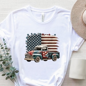 Vintage Chevy Truck mit amerikanischer Flagge Shirt, amerikanische Flagge Retro Auto Shirt, patriotisches Amerika Shirt, 4. Juli T-Shirt, Unabhängigkeit Tee