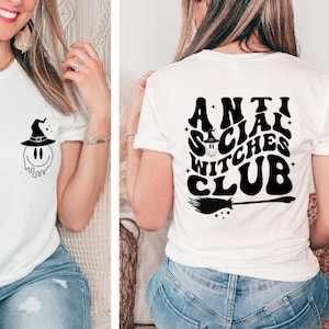Anti Social Witch Club Shirt, Halloween Witch T-Shirt, Spooky Vibes Shirt, Witch Broom Shirt, Halloween Mom Shirt, Halloween Shirt For Woman