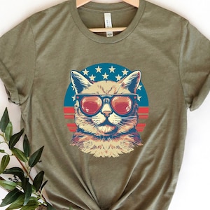 American Patriotic Cat Shirt, 4th Of July T-Shirt, Cat USA Shirt, Independence Day Shirt, Funny Republican Patriotic Cat Shirt, 4th July Tee