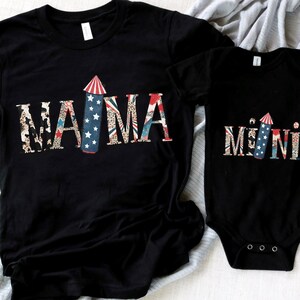 American Mama Mini Fireworks Shirt, Mama Mini Patriotic Shirt, Funny Mama Mini Fourth July Shirt, Funny Matching Mom And Kid 4th July Shirt