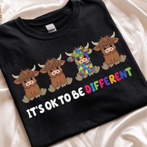 Es ist in Ordnung, anders zu sein Shirt, Autismus Bewusstsein Shirt, anderes Kuh T-Shirt, Motivations Shirt, sei du selbst T-Shirt, Positivität Vibe Shirt