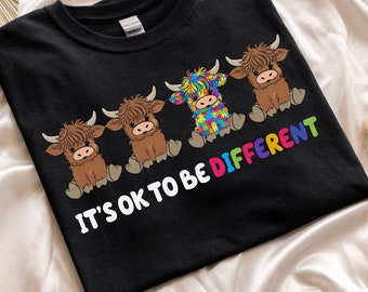 It&#39;s Ok To Be Different Shirt, Autism Awareness Shirt, Different Cow T-Shirt, Motivational Shirt, Be Yourself T-Shirt, Positivity Vibe Shirt