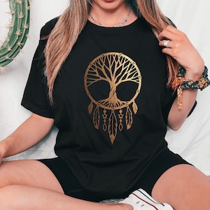 Tree Moon Boho Shirt, Celestial Tree T-Shirt, Dreamcatcher Tee Shirt, Spiritual T-Shirt, Tree Of Life Shirt, Cottagecore Meditation Shirt