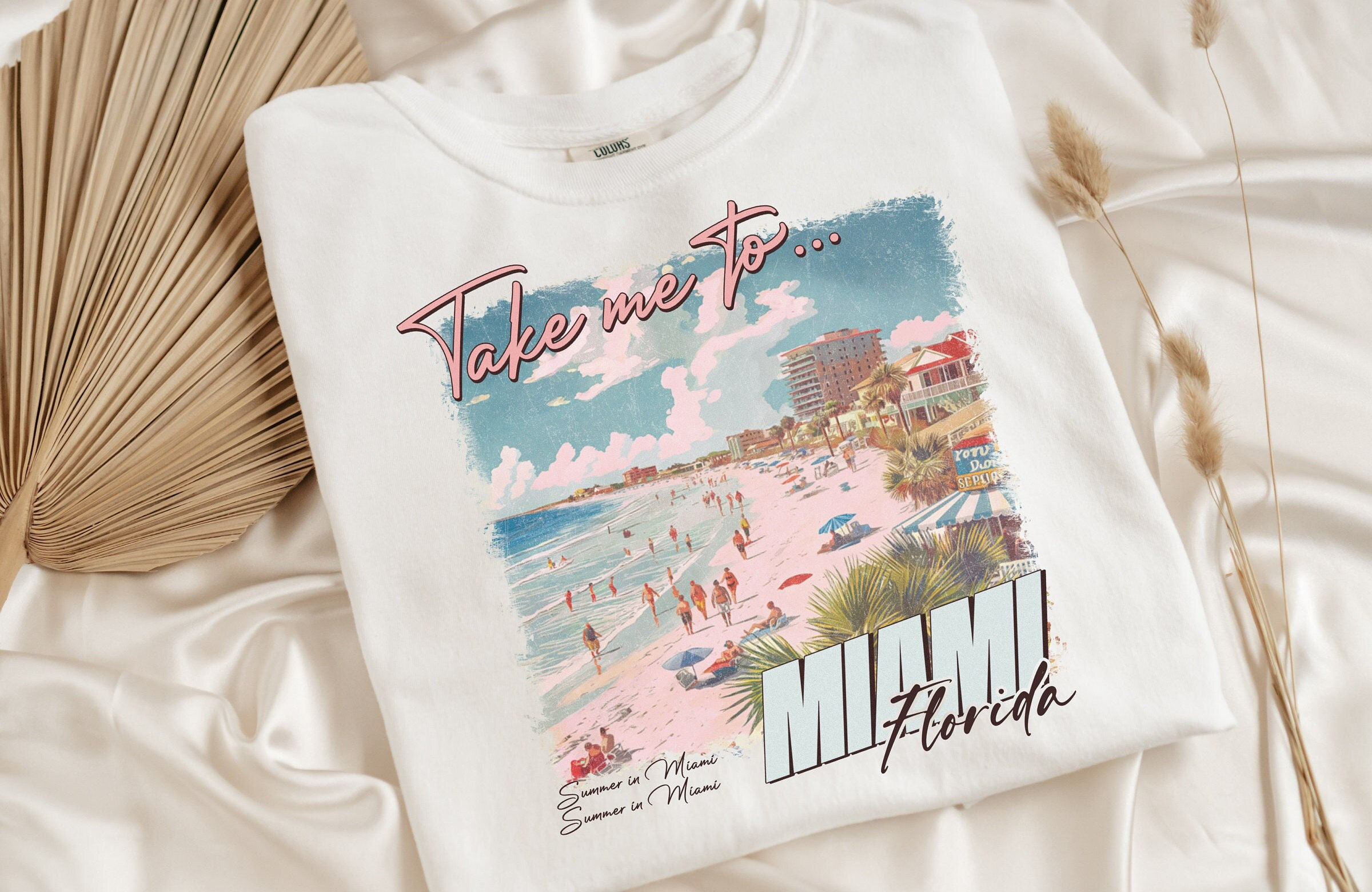 Take Me To Miami Florida Shirt, Summer Vibes T-Shirt, Summer Florida Shirt, Vintage Summer Tee, Retro Summer Beach Shirt, Miami Beach Shirt