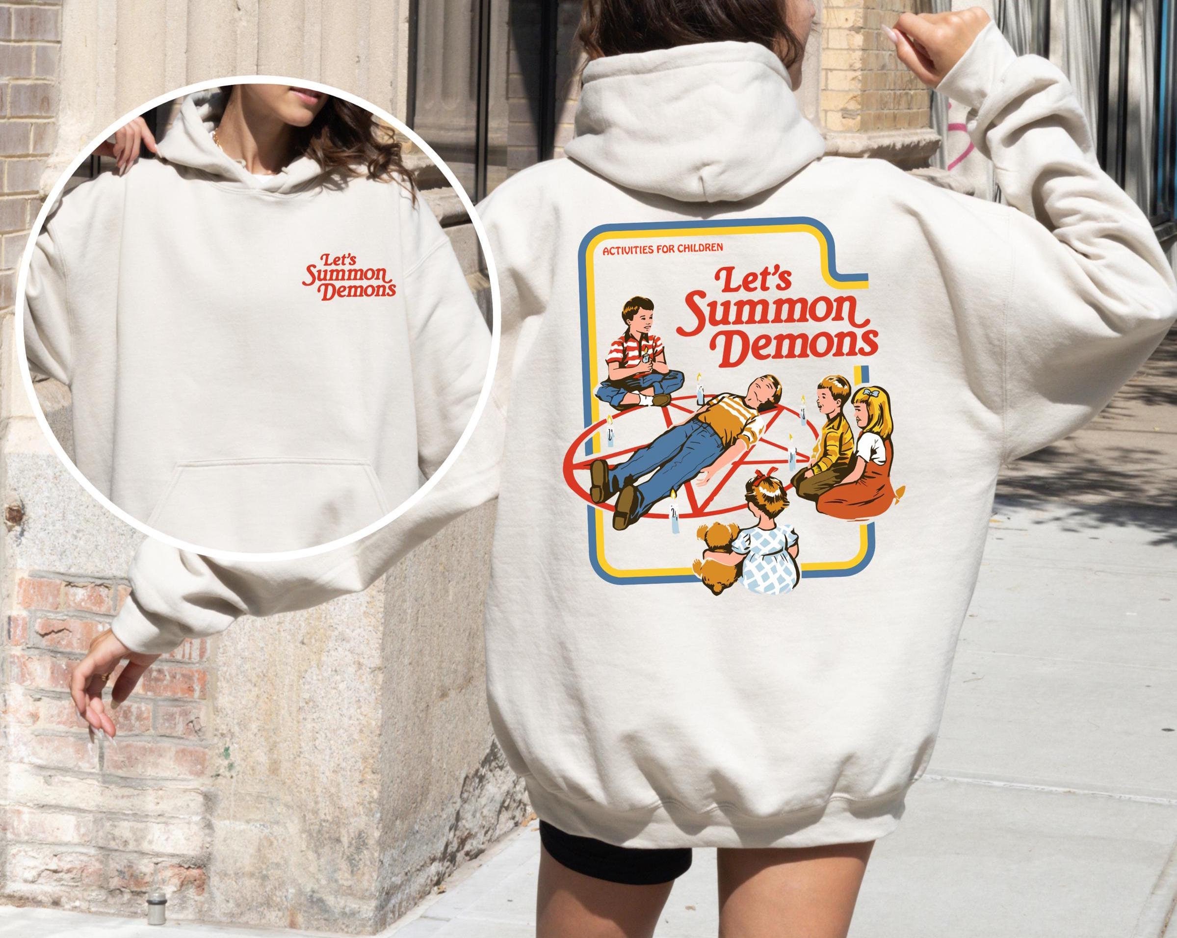 Let's Summon Demons Sweatshirt, Halloween Vintage Sweater, Activities For Children Hoodie, Spooky Vibes Sweatshirt, Retro Graphic Sweater