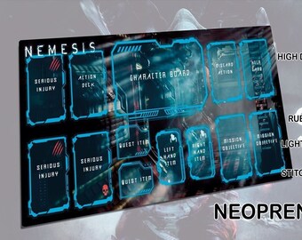 Nemesis-Spieler-Dashboard-Spielmatte, Nemesis-Einzelspielermatten, Spieler-Dashboard-Matten für das Nemesis-Spiel (englische Version) – Neopren-Spielmatte