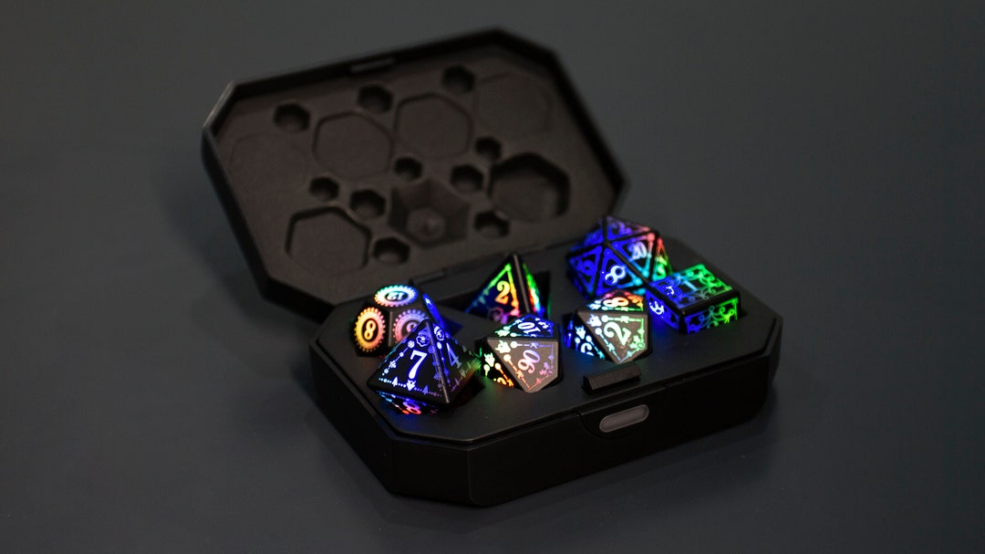 Electronic Luminous LED DND Dice Set,rechargeable Electric Dice,light