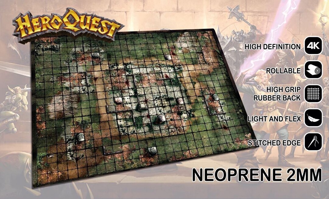 Great Battle Heroquest Playmat neoprene Playmat Premium Quality Etsy