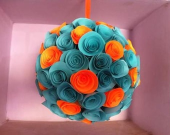 Round Handmade Paper Crafts Blue Orange