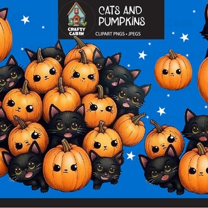 Chats et hiboux Halloween Clipart