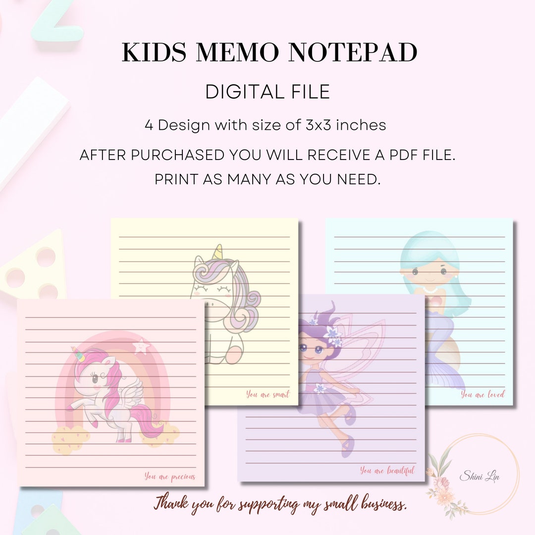 Little Girl Stationery Notepads for Kids Memo Pad for Kids Etsy