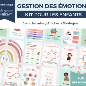 Kit Gestion Des Émotions pour enfants, jeux de cartes, affiches, techniques, outils de gestion des émotions, thérapie pour enfants