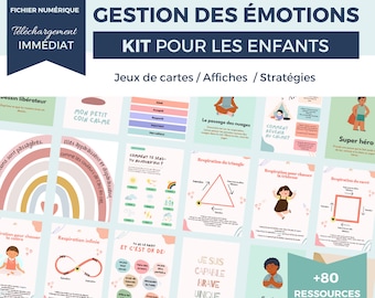 Kit Gestion Des Émotions pour enfants, jeux de cartes, affiches, techniques, outils de gestion des émotions, thérapie pour enfants