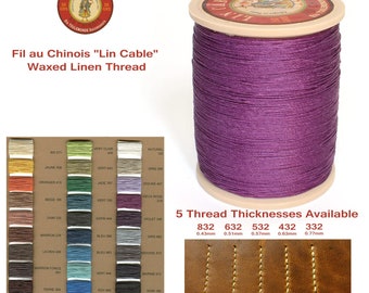 Hilo Chinois 50 g "Lin Cable" LINO ENCERADO - #218 VIOLETA - para costuras sólidas, 5 grosores disponibles - Hecho en Francia