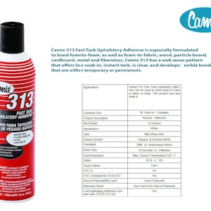 Camie 313 Fast Tack Upholstery Adhesive - 12oz - Made in USA