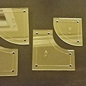 Drunkard&#39;s Path Quilting Templates 3&quot;, 2&quot; and 1.5&quot;, with 1/4&quot; Seam Allowance - High Quality 6 Piece Acrylic Template Set