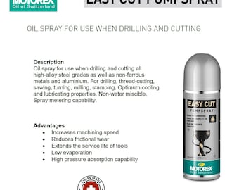 Motorex Smörjande Easy Cut Pump Spray 250ml - Tillverkad i Schweiz - produkt av högsta kvalitet