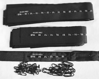 Sets of 36mm SILK Bow Tie SIZE RIBBONS with Hardware (Eye and T-hook) - 2 neck sizes available, choose lot of 5, 10, 20, or 50