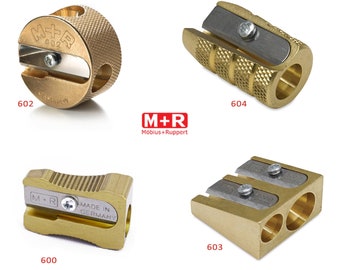 M + R Messing Bleistiftspitzer - Made in Germany, 4 Formen