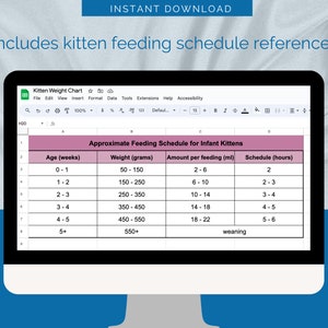Printable Foster Kitten Weight Tracker Chart - Google Sheets and ...