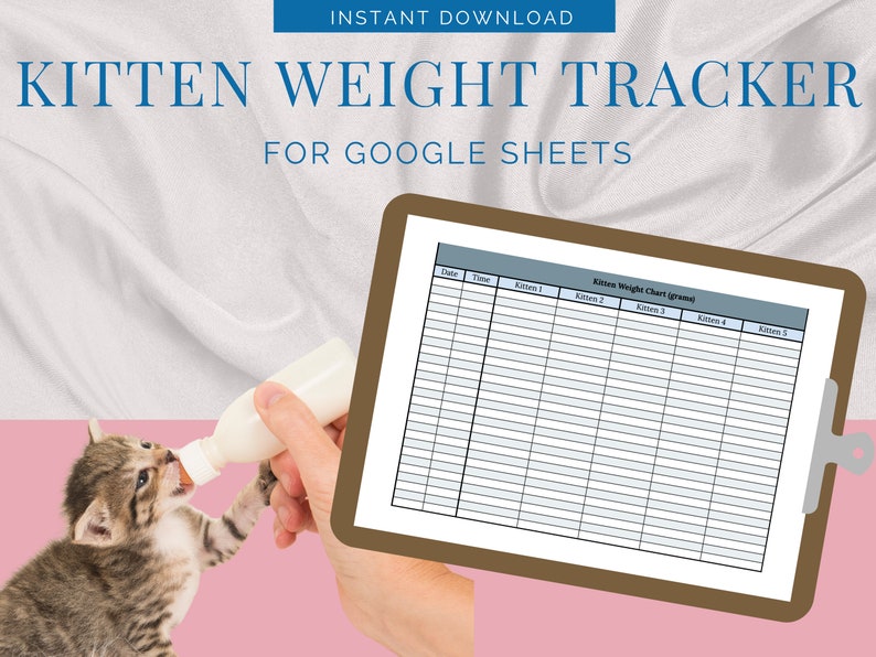 Printable Foster Kitten Weight Tracker Chart Google Sheets and