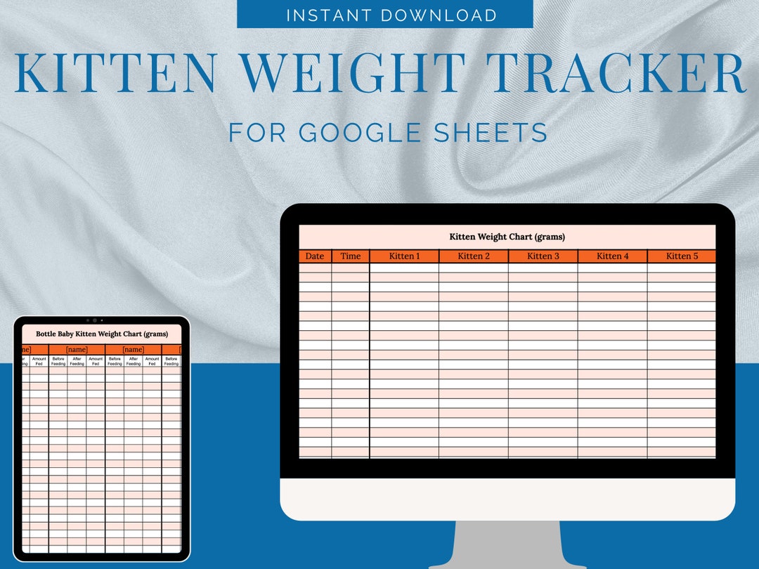 Printable Foster Kitten Weight Tracker Chart - Google Sheets and ...