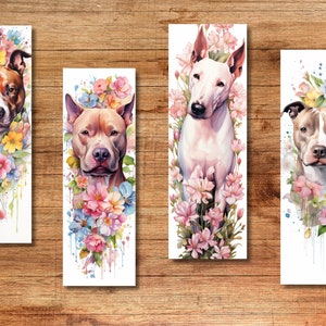 Printable Bookmarks Bully Breeds and Florals Pitbull Flowers PDF - Etsy