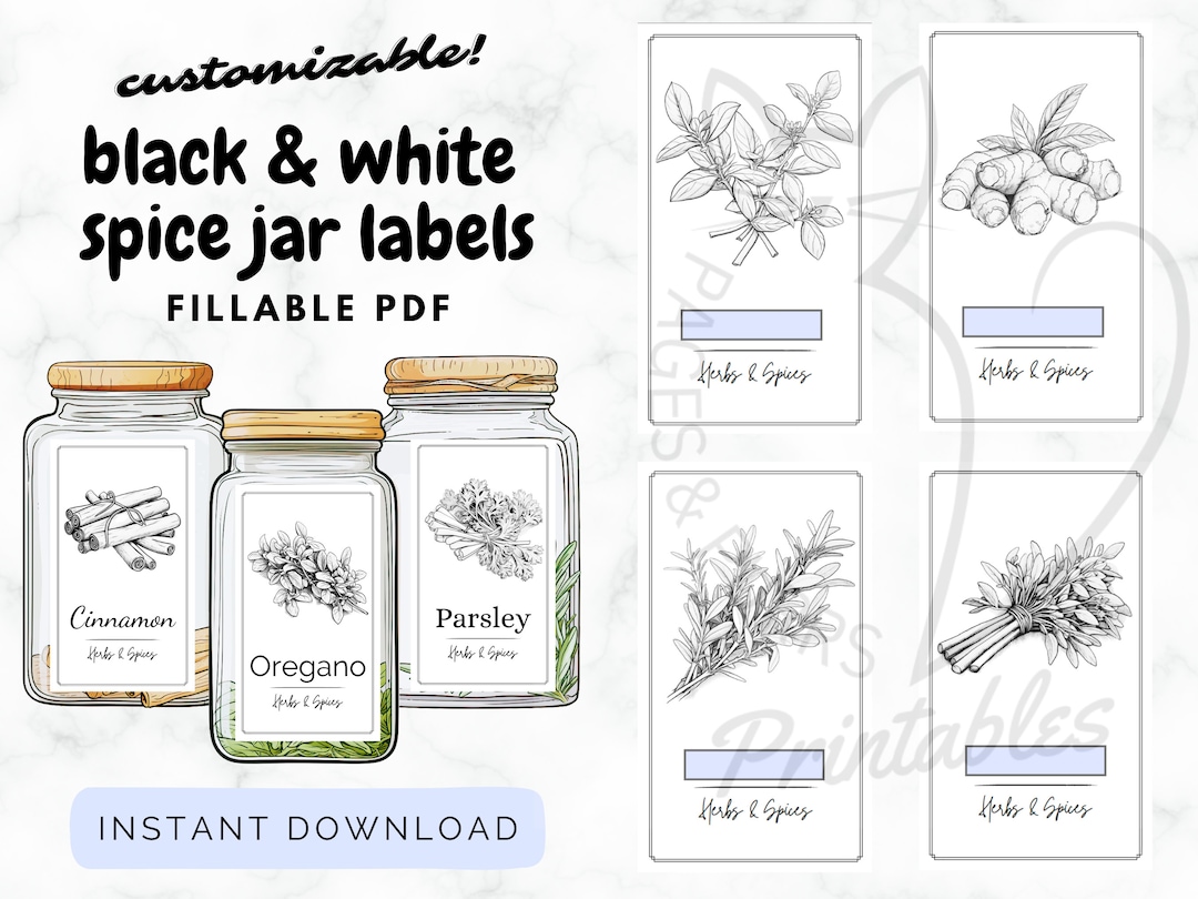 Customizable Common Kitchen Spice Labels Printable Fillable Pdf - Etsy