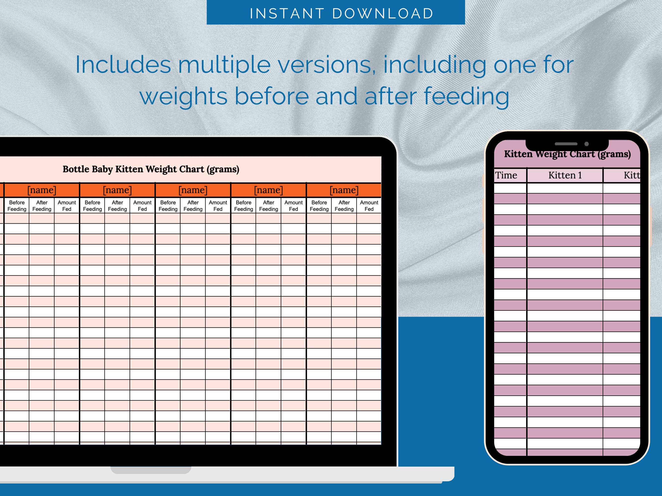 Printable Foster Kitten Weight Tracker Chart - Google Sheets and ...