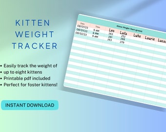 Kitten Weight Tracker Chart - Etsy