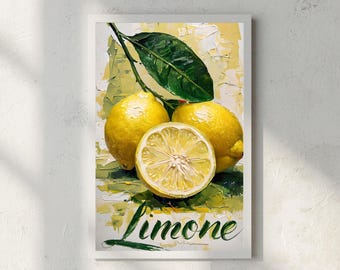 Lemon Kitchen Print: Textured Limone Art, Modern Fruit Poster