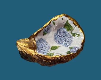 Oyster Shell Ring Dish Trinket Dish Jewelry Dish Coastal Decor Oyster Shells Hostess Gift Decoupage Shells Ring Holder Dish Chinoiserie