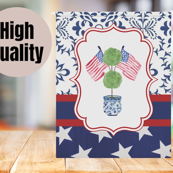Preppy Patriotic Garden Flag Etsy