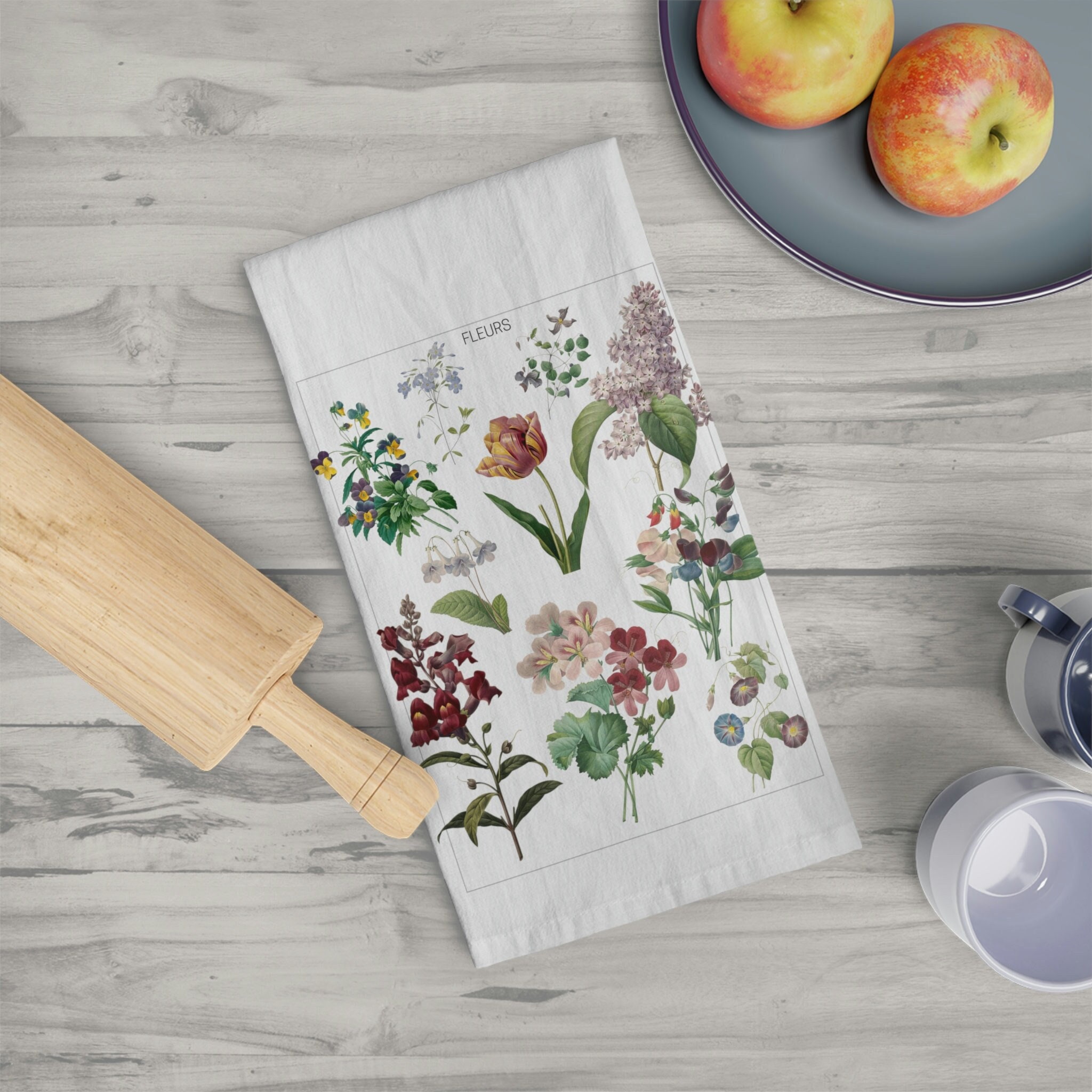 Botanical Kitchen Towels Flower Kitchen Decor Floral Tea Etsy