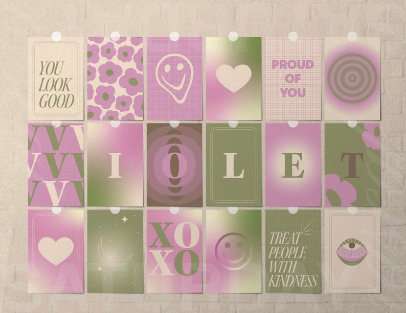 101 Digital Download Printable Wall Art Collage Kit Colorful Etsy